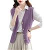 Dcvmvmn Maglione da donna gilet tinta unita con scollo a V senza maniche giacca casual con bottoni gilet cardigan gilet cappotto, Viola, M