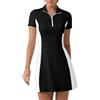 FKEEP Vestito da golf e tennis con pantaloncini da donna con collo a polo atletico allenamento abito da golf casual senza maniche abito a blocchi, Nero e bianco, L