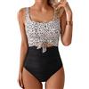 Generico Costume Donna Intero Senza Maniche - Costume da Bagno Donna Slim Fit Comodo, Interi Raffinato Elegante Swimwear Women Sorgenti Termali Sportiva Surf Stampa Leopardata XL