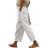 Kobilee Pantaloni Donna Estivi Cotone Curvy Elasticizzati Sportivi Pantaloni Leggeri Spiaggia Vita Alta Pantaloni Lino Lunghi Morbidi Pantaloni Yoga Eleganti Leggeri Pantaloni Estivi Gamba Larga Bianchi