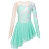 iEFiEL Vestito da Pattinaggio Artistico per Bambina Manica Lunga Abito da Ginnastica Paillettes Leotards Body da Balletto Abito da Ballo Dancewear 5-16 Anni