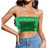 Segreto Top sexy da donna con paillette, senza maniche, vintage, a fascia, senza spalline, crop top per feste, Corto Verde, Taglia unica