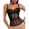 WS Waist Secrets Perfect Corset NYC Overbust - Corsetto in rete con lacci e 15 stecche in acciaio