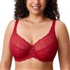 DELIMIRA Reggiseno Minimizer in Pizzo Taglie Forti | Senza Imbottitura, con Ferretto, Coppa Completa, per Donna