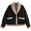 Zyzzephyr Giacca In Pelle Scamosciata Sintetica Casual Invernale Da Donna, Cappotto Con Bottoni E Fodera In Peloso, Con Tasche (nero,L)