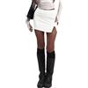 Tisfeer Minigonna da donna a vita media, elasticizzata, snellente, con pantaloncini, spacco laterale, abbigliamento casual quotidiano per l'estate, bianco, M