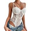 Rongseng Body Donna Sexy Bodysuit in Pizzo Floreale Spaghetti Strap Top Senza Maniche a Rete Trasparente Jumpsuit Aderente Un Pezzo Tuta Basic Cami Camicie Going Out Leotard Top