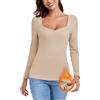 LEYSHE Maglia Termica Donna Intimo Termico Donna Invernale Sottogiacca Donna Maglia Donna Manica Lunga Maglia Maniche Lunghe Donna Sottogiacca,Cachi, XL