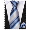Hi-Tie Set di cravatte per ragazzi da 8 a 10 cravatte in seta per bambini da 8 a 11 anni, cravatta e tasca quadrata per matrimonio, Blu argento