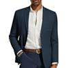 PJ PAUL JONES - Giacca Blazer Uomo in Cotone e Lino, Cappotti Sportivi, Vestibilità Regolare, Due Bottoni, Motivo a Spina di Pesce, Giacche da Abito, Blu navy, L