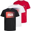 JACK & JONES Jjecorp Logo Tee SS - Maglietta girocollo da uomo, confezione da 3, Verde (B Black/Orange/Green), XL