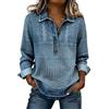 Generic 2026 Maglione in Denim Patchwork da Donna, Moda, a Maniche Lunghe, Pull-Over, con Collo Tondo, Colore Uniforme, Top, Streetwear, Oversize, Abbigliamento per Primavera, Autunno, Inverno, Giacca Basic