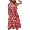 STYLEWORD Abito Donna Estivo Manica Corta Casual Collo a V Abito Floreale con Tasche(floral19,S)