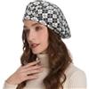 ZLYC Donna Inverno Cashmere Basco Scozzese Stile Francese Berretto Doppio Strato