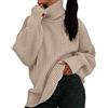 Kobilee Maglione Lana Donna Oversize Caldo Lungo Felpa Maglione Collo Alto Manica Lunga Cashmere Maglia Dolcevita Ampio Morbido Sweater Pullover Invernale Curvy