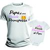 Overthetee Coppia Tshirt e Body Padre e Figlia Papà di una Principessa Abbigliamento Abbinato Uomo e Figlia