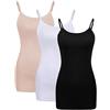 WILLBOND 3 Pezzi Canotta Donna Lungo Base Canottiere Regolabile Spaghetti Strap Cami Camiciola Tank Superiore (Nero, Bianco, Beige, Taglia XL)