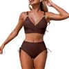 Generico Bikini Triangolo Costumi da Bagno Donna Due Pezzi Set Bikini A Vita Alta da Donna,Costumi Bagno con Laccetti Incrociati sulla Schiena Curvy Costume (Coffee,L)