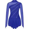 Oyolan Body da donna Ginnastica Strass Brillante Vestito Pattinaggio Artistico Manica Lunga Costume Danza S-L, Tipo B blu., XL