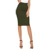 EXCHIC Donna Elegante Business Solido Elastico a Vita Alta Bodycon Midi Matita Gonna(XXL, Esercito Verde)