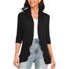 GLEENOD Cardigan da donna con maniche a 3/4, casual, leggero, elegante, con apertura frontale, senza bottoni, Nero , XXL