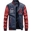 Vogstyle Uomo/Signori/Ragazzi PU Pelle College Baseball Jacket Felpa Motociclista Giacca Giubbotto Blu Scuro XXL