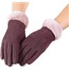 AXELENS Guanti Invernali Touchscreen Donna Ragazza - Scamosciati in Eco Pelle con Interno Felpato e Polsino in Pelliccia Morbida - Taglia S/M_viola