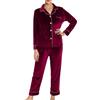 Generico Pigiama Donna in Velluto a Coste Top Manica Lunga e Pantaloni Set Elegante e Confortevole per Autunno Inverno