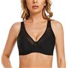 Kontvom Donne Plus Size Full Coverage Minimizer Flower Lace Bra Underwire Unpadded Soft Everyday Bras
