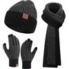 Bequemer Laden Uomo Donna Inverno Cappello Long Sciarpa Touchscreen Guanti Set Berretto Scaldacollo Guanti Set con Fodera in Pile