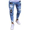 ORANDESIGNE Blu Jeans da Uomo Elasticizzati Pantaloni Strappati Denim Moda Casual Skinny Jeans Slim Fit Stile Militare Pantaloni a Matita Casual B Blu S