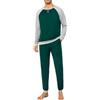 Leversic Pigiama Uomo Invernale Cotone Pigiami Due Pezzi con Scollo Rotondo, Maniche Lunghe, Top e Pantaloni con Tasches Morbido e Confortevole S-4XL