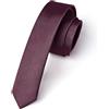 RBOCOTT Cravatta sottile da uomo tinta unita da 4 cm per affari e feste di nozze 4 cm, Bordeaux, Taglia unica