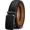 KEMISANT Cintura Uomo, Cintura Pelle con Chiusura Automatica a Cricchetto per Tailleur,Larghezza 35 mm,Taglia Regolata(Nero-120cm/34-40vita regolabile)