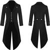 Generic Steampunk Frack Cappotto Gotico da Passeggio Medievale Abbottonatura Giacca Smoking Vittoriano Rinascimentale Pirata Costume Autunno e Inverno Abito da Sera Risvolto, Nero, M
