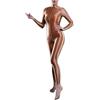 Yaaapiy Tuta da donna per tutto il corpo, tuta da yoga, tuta intera e semitrasparente, body aderente e sexy, con chiusura lampo, marrone, M