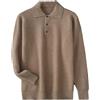 OWEIEYEU Polo da uomo in 100% cashmere visone con bottoni a volare a girocollo pullover manica lunga, Lighttan, M