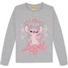 ONOMATO! Disney - Maglietta a maniche lunghe da bambina con motivo Stitch & Angel | 100% cotone | girocollo | grigio, taglie 122-152