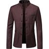Qinvern Giacca da uomo in tinta unita con colletto alla coreana, temperamento sottile, comoda e versatile, giacca casual per tutti i giorni XL