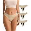 SHARICCA Mutande Ciclo Mestruale Donna Mestruali Perizoma Senza Cuciture Mutande Assorbenti Mestruali Lavabili Donna Intimo Protettive (3 Pack02-Beige, M-1)
