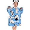 OLAOLA Unisex Felpa con Cappuccio Oversize per Bambini, Coperta con Maniche e Tasche in Pile Sherpa, Felpa Coperta Indossabile per Ragazzi Ragazze (Gatto Bianco)