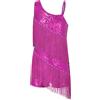 YEAHDOR Vestito Latino Americano Bambina con Paillettes Frange Body da Ginnastica Artistica Leotards da Balletto Ballerina Abito da Jazz Samba Rumba Dancewear Rosa 13-14 Anni