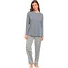TRAMAS+ Pigiama Donna 100% Cotone, Pigiama Lungo Donna, Completo Maglia Maniche Lunghe e Pantaloni Lunghi con Vita Regolabile - XL, Lauri Indigo