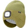 ATNKE LED Illuminato Berretto Cappello con Paraorecchie,USB Ricaricabile 4 LED Corsa Cappello Lampada Invernale Calda Pile Foderato Lavorato Beanie Regali per Uomo e Donna/Army Green