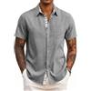 COOFANDY Camicia Uomo Maniche Corte Estiva Regular Fit Casual Leggera da Spiaggia per Vacanza Grigio Chiaro XL