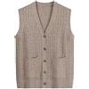 QWUVEDS Cardigan da donna con scollo a V, comodo, casual, per autunno e primavera, capispalla senza maniche, per donne medie e anziane, maglia monopetto con bottoni, gilet estivo leggero da donna