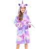 Ceruwum Accappatoio Unicorno per Bambina Morbidi Vestaglie in Pile con Cappuccio per Ragazze (Stelle Viola, 5-6 anni)