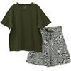 OCCIENTEC Pigiama Donna Estivo T-Shirt a Maniche Corte con Scollo Rotondo e Pantaloncini con Stampa Zebrata Set Pigiama Corto 2 Pezzi