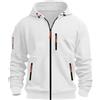 MEDUOLA Uomo con Cappuccio Zip Cardigan Giacca Sportiva Jogging Felpa con Cappuccio Ragazzi e Uomini Felpa con Zip Tasca Multifunzionale Cardigan con Cappuccio XXL,D14 Bianco