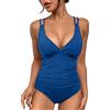 SEDEX Costume da Bagno da Donna Controllo della Pancia Costume da Bagno Intero con Scollo a V Push up Costumi da Bagno Regolabile Cross Back Beachwear Costume da Bagno Costume da Bagno Estivo Blu XL